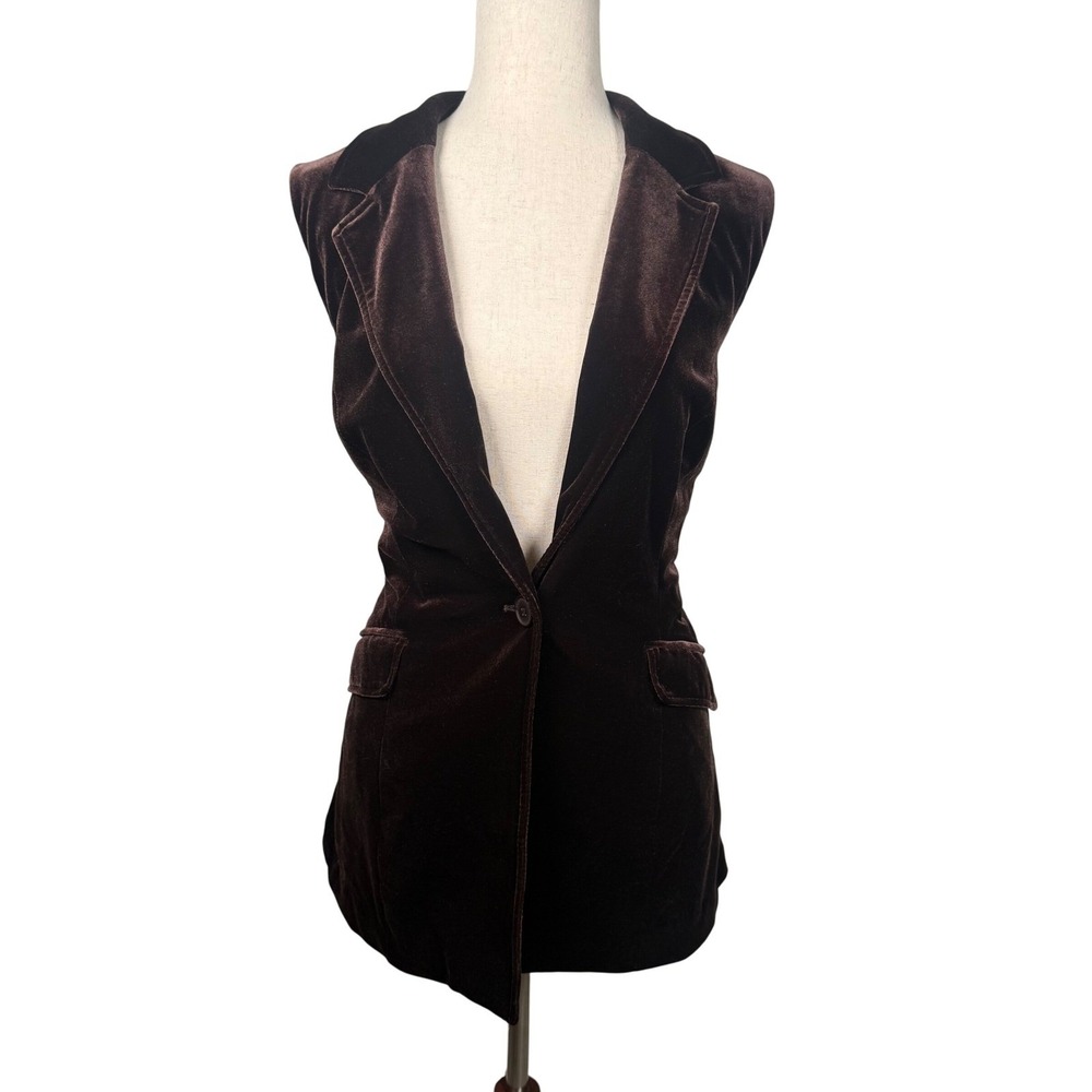 Coldwater Creek Chocolate Brown Velvet Sleeveless Vest Women's‎ 16 Festival